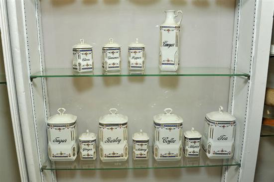 Appraisal: ELEVEN PANTRY CANISTERS Gilt and transfer decorated with a floral