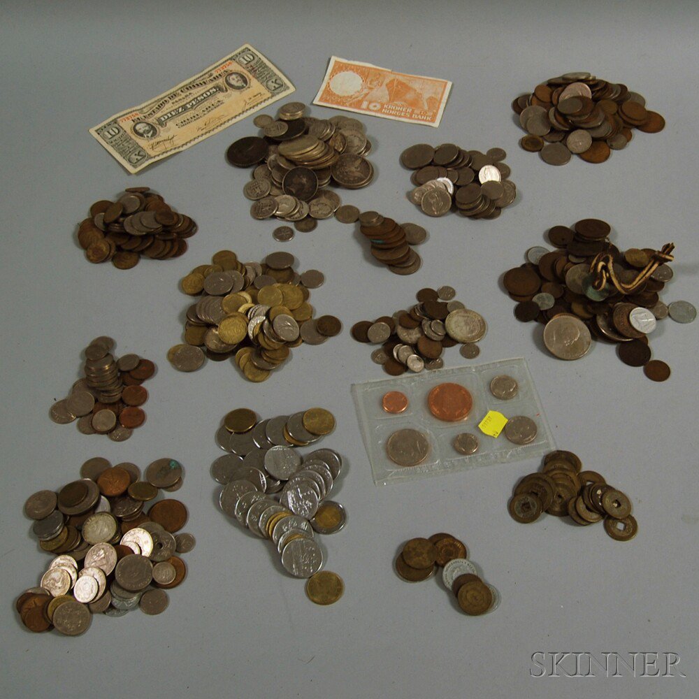 Appraisal: Small Group of Miscellaneous Currency including an Chile Volcano peso