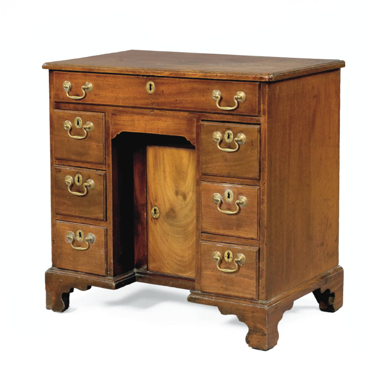 Appraisal: GEORGE III MAHOGANY KNEEHOLE DESK The rectangular top with molded