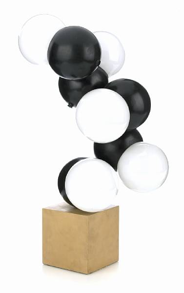 Appraisal: An Italian black-painted metal glass and composition table lamp third