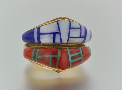 Appraisal: An Interesting Stone Inlay Ring in k Gold k yellow