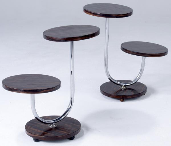 Appraisal: MODERN Pair of Brazilian rosewood side tables on tubular steel