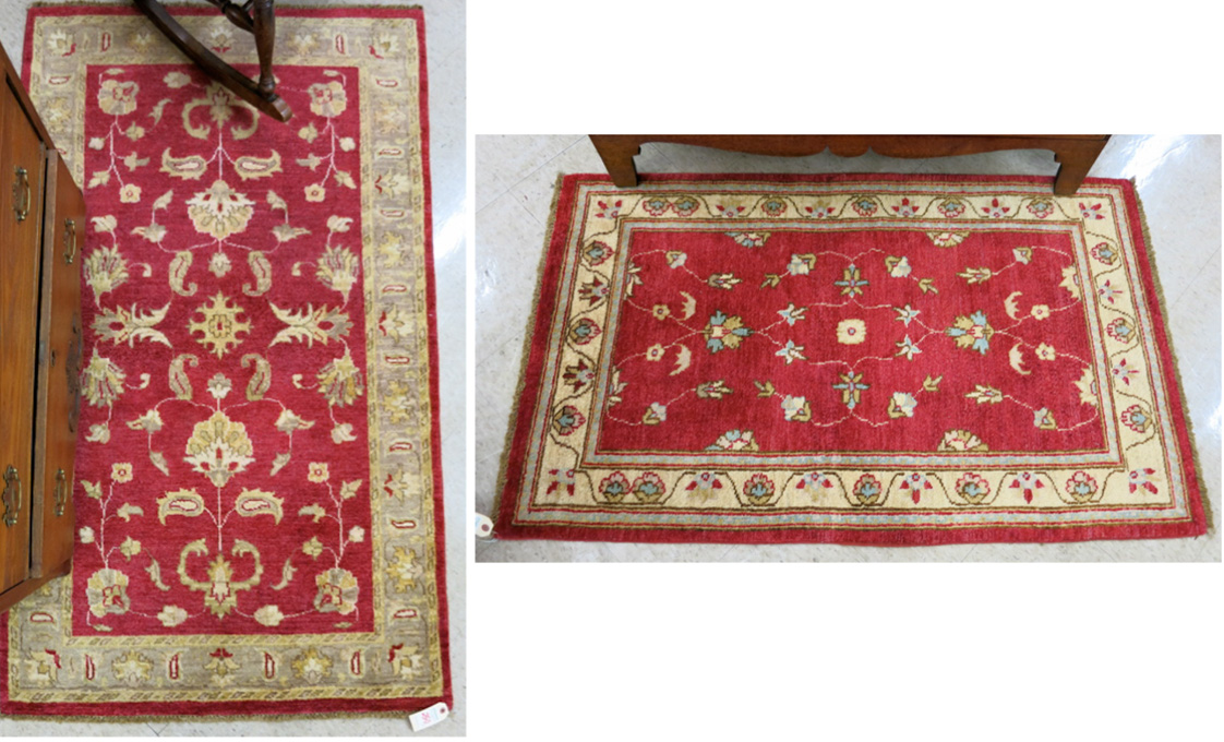 Appraisal: TWO SIMILAR HAND KNOTTED ORIENTAL AREA RUGS Pakistani-Persians each featuring