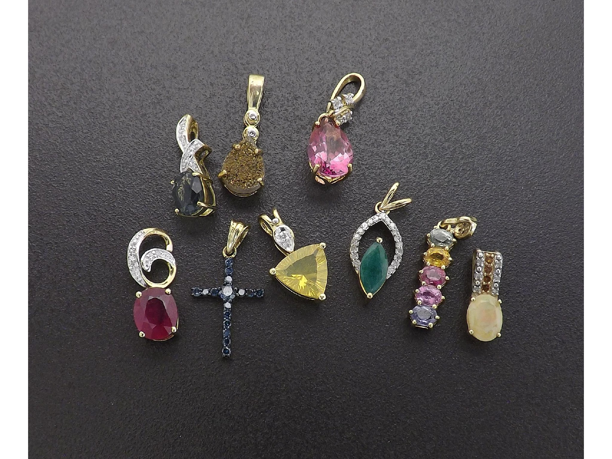 Appraisal: - -a Nine assorted stone set pendants gm