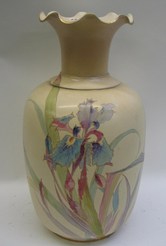 Appraisal: AN IVORY PORCELAIN FLOOR VASE having hand painted iris floral