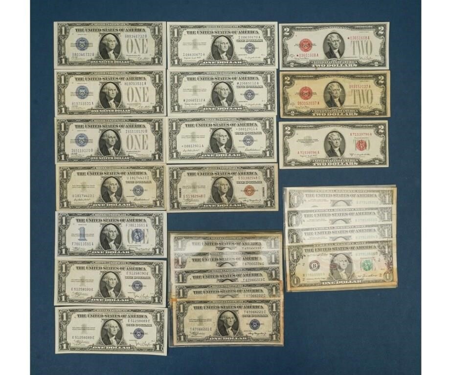 Appraisal: One dollar silver certificates to include A C F C