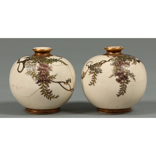 Appraisal: A pair of miniature Japanese Satsuma globular vases Meiji period