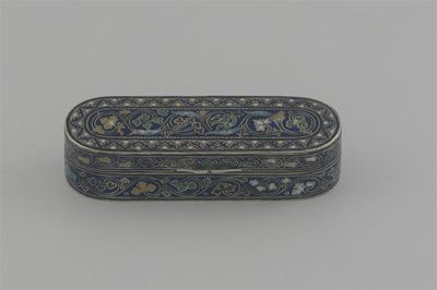 Appraisal: A th century French snuff box rounded oblong with cloisonne