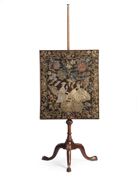 Appraisal: A George III mahogany and tapestry pole screen the tapestry