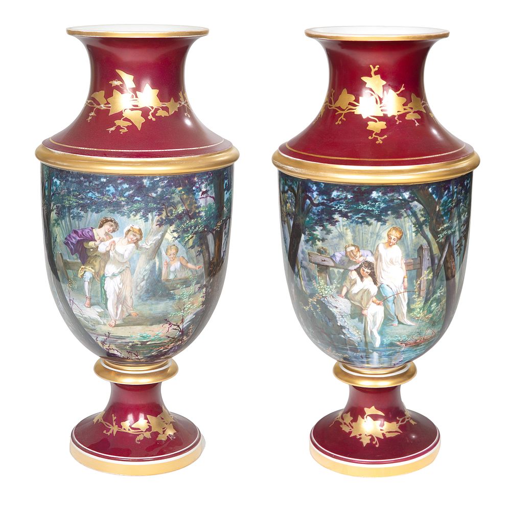 Appraisal: A PAIR OF LARGE OLD PARIS PORCELAIN VASES TH CENTURY