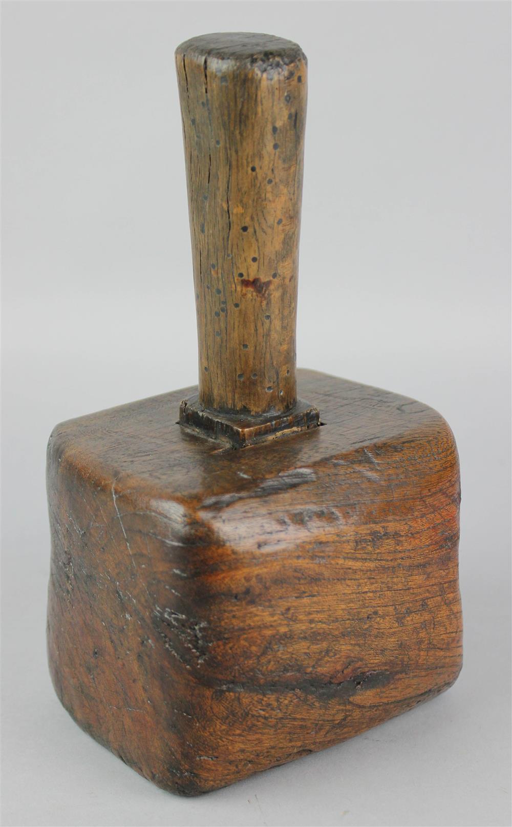 Appraisal: JAPANESE MINGEI WOODEN MALLET the handsome heavy wood carved as