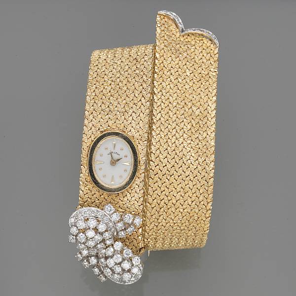 Appraisal: A Hamilton lady's diamond and fourteen karat gold adjustable covered