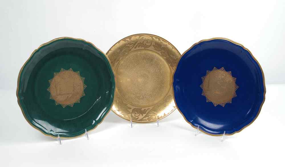 Appraisal: ROSENTHAL CHARGERS Two chargers in the Chippendale shape each centering