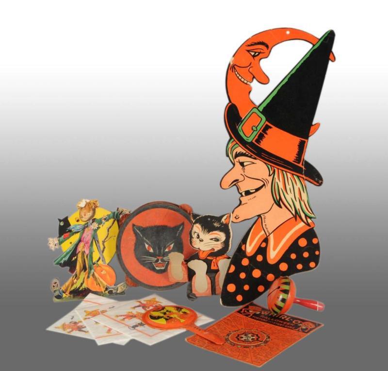 Appraisal: Lot of Halloween Pieces Description Includes rare Whirl-O Fortune and