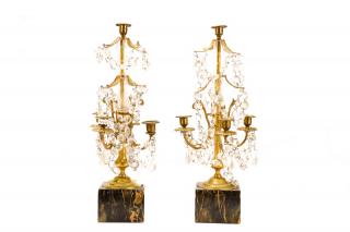 Appraisal: Pair Light Crystal Candelabra Girandoles Continental th century A matched