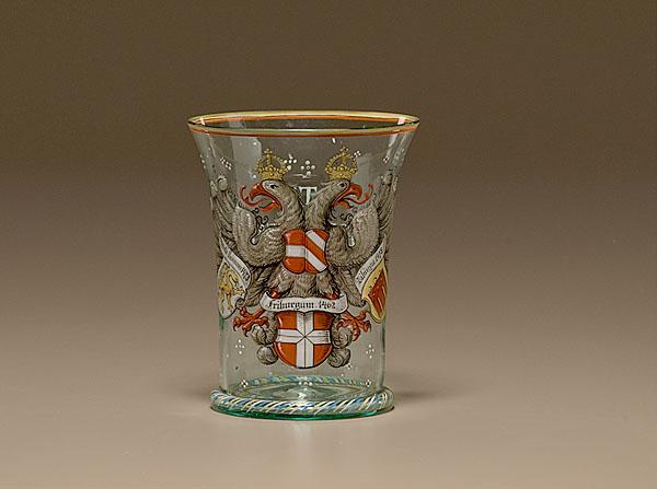 Appraisal: ARMORIAL GLASS BEAKER Continental late th century after an earlier