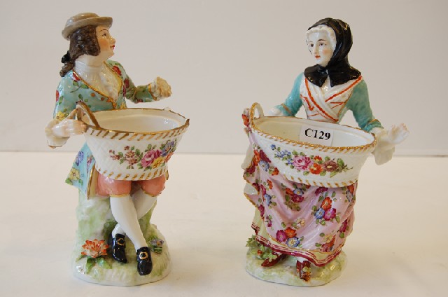 Appraisal: PAIR OF TH CENTURY STYLE H P PORCELAIN FIGURES A