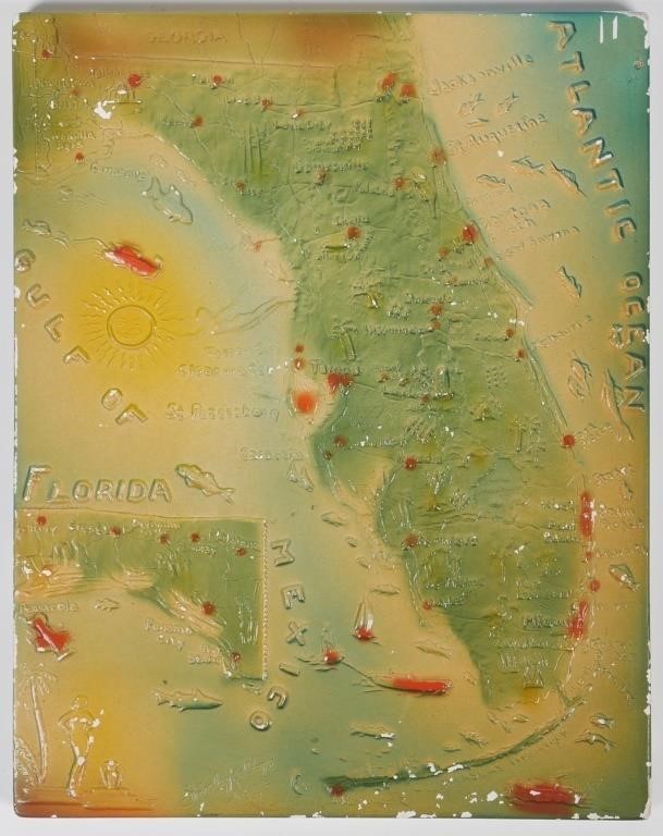 Appraisal: This x - decorative wall tile map of Florida appears