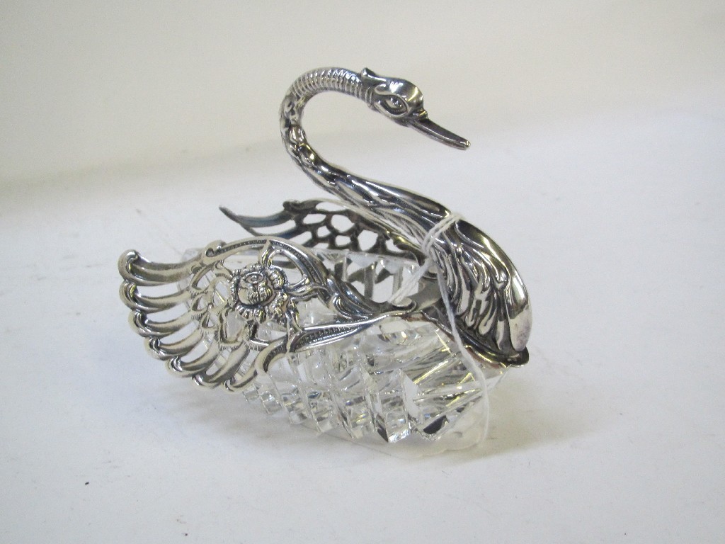 Appraisal: A Continental silver and cut glass trinket holder modelled as