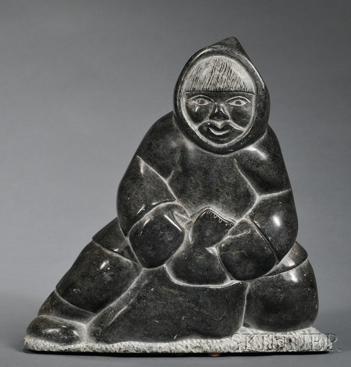 Appraisal: Contemporary Inuit Soapstone Carving signed and dated Pauloosie Kar depicting