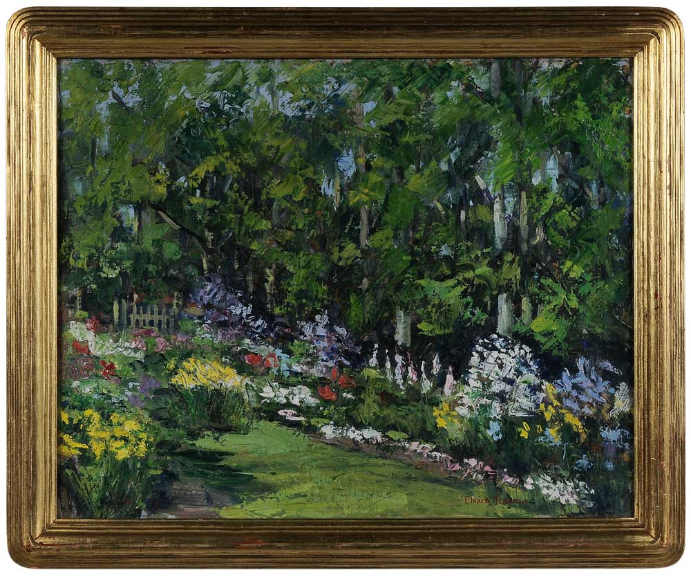 Appraisal: Elmira Kempton Indiana - Garden Landscape signed lower right Elmira