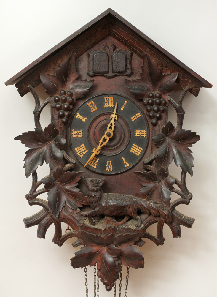 Appraisal: Black Forest Cuckoo Clock Carved with grape vines and a