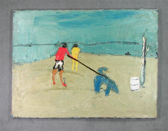 Appraisal: Turner Ted American - Oil on canvas Figures with dog