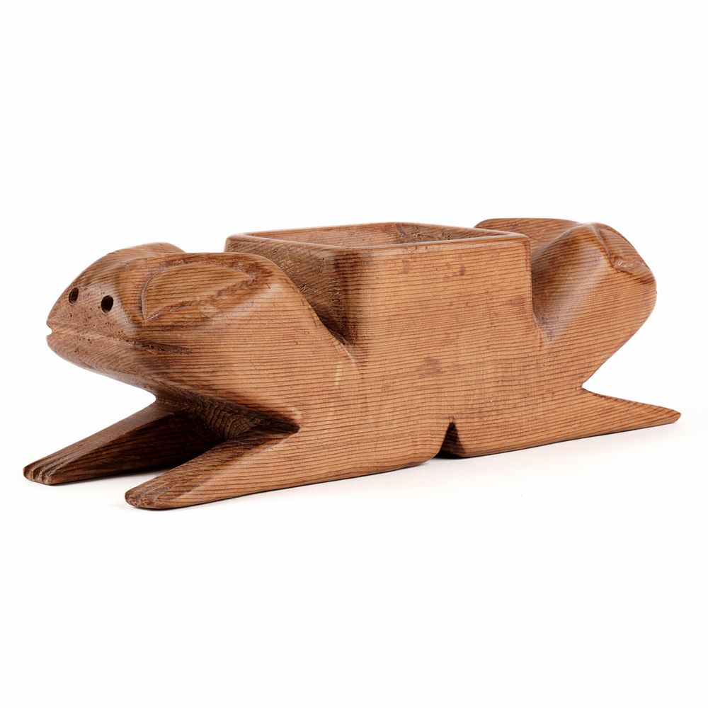 Appraisal: Northwest Carved Potlatch Frog Bowl Northwest Coast Native American possibly