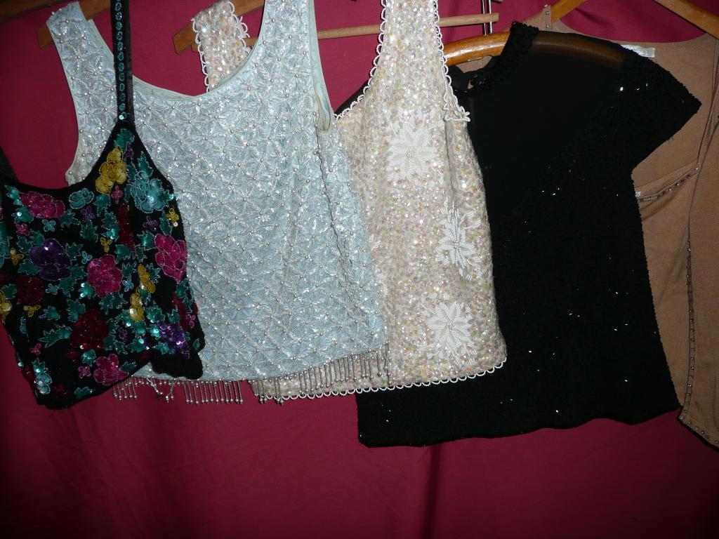 Appraisal: Four vintage sequins and beaded tops including a Frank Usher