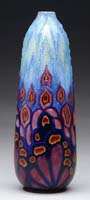 Appraisal: INTERESTING AND COLORFUL CAMILLE FAURE LIMOGES TALL VASE Tapered tall