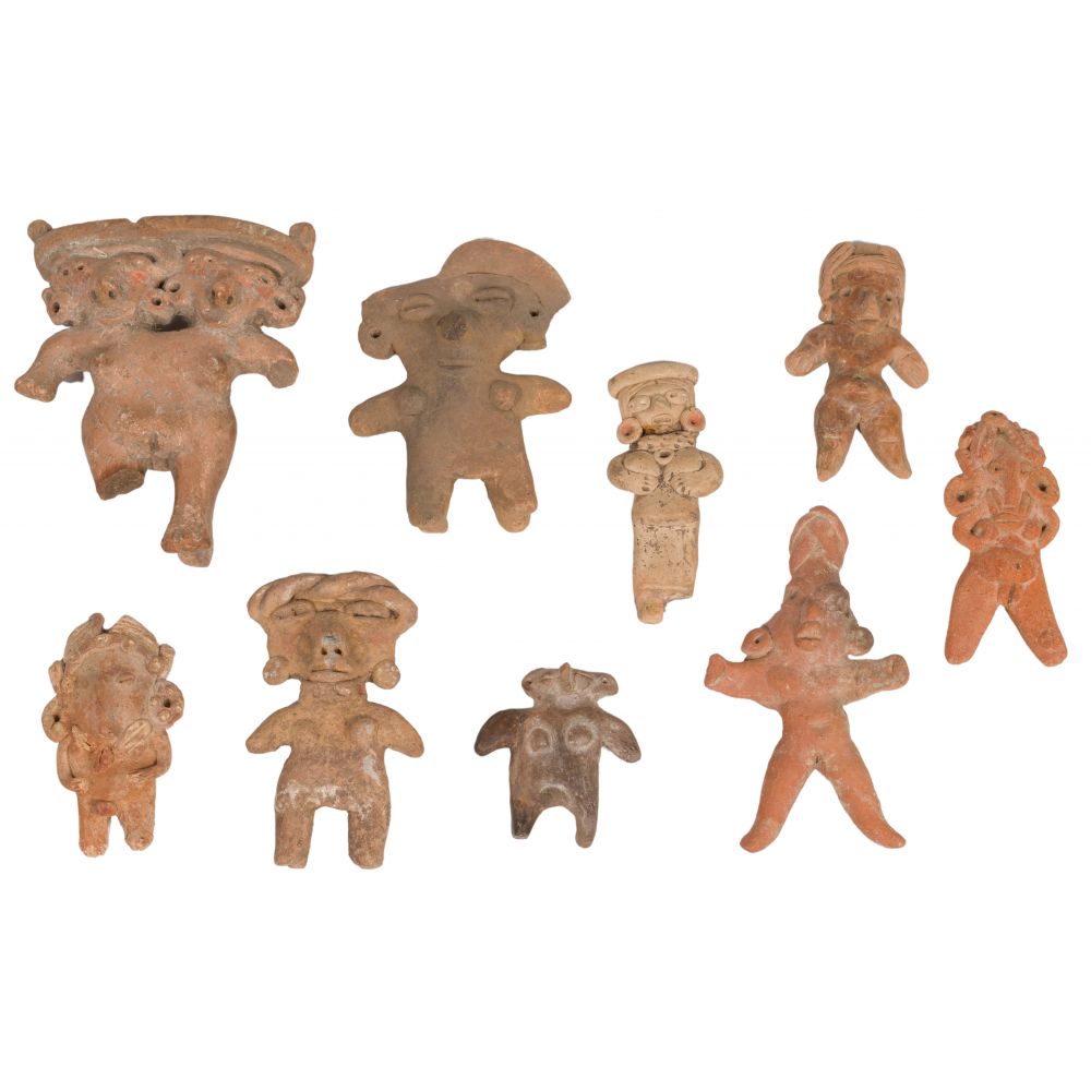 Appraisal: PRE-COLUMBIAN MEXICAN FIGURINE ASSORTMENT items including a Michoacan -headed pretty