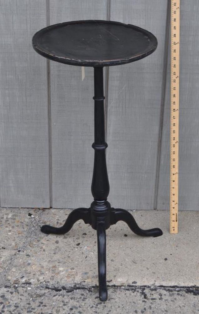 Appraisal: American Black Painted Candlestand with dish top and turned column