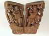 Appraisal: CORBELS - Pair of th C ornately carved corbels three