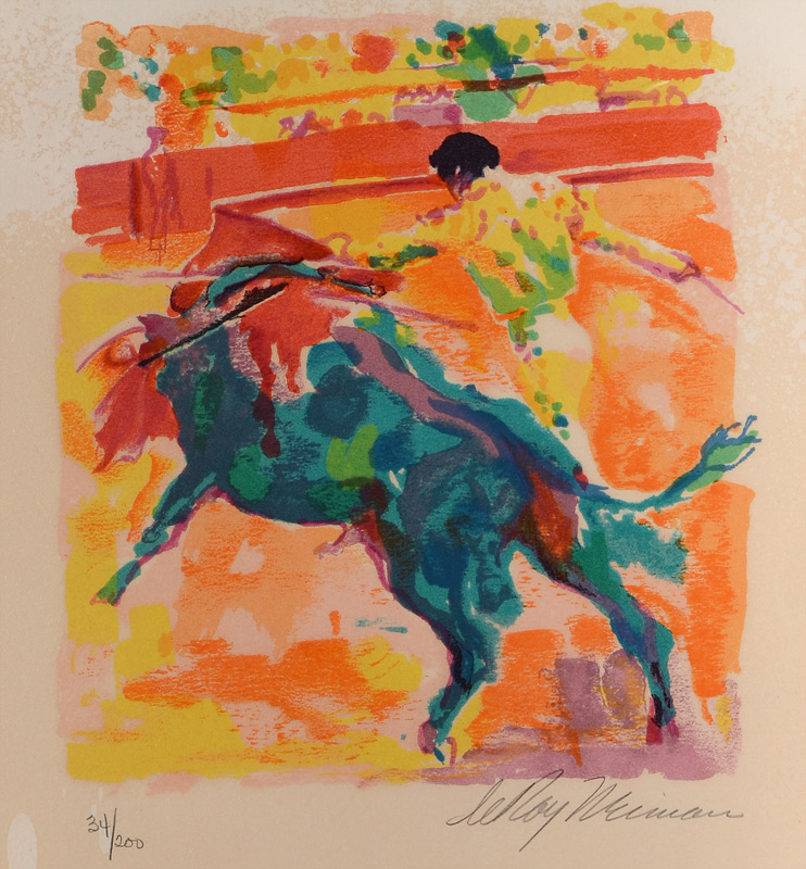 Appraisal: NEIMAN LeRoy American - Bull Fighting Scene Lithograph '' x