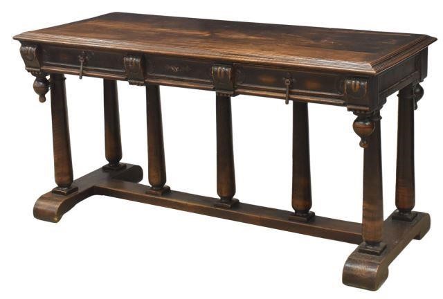 Appraisal: French Henri II style walnut desk library table th c