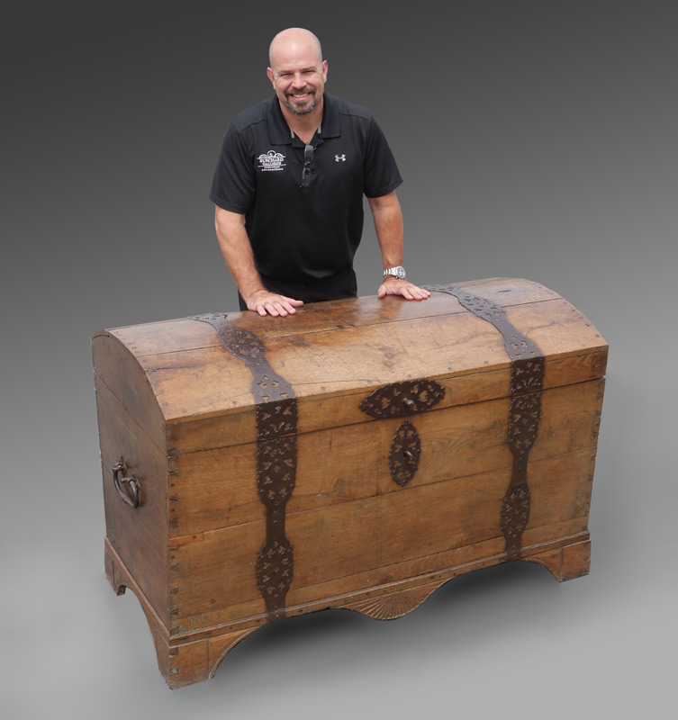 Appraisal: EARLY CONTINENTAL DOME TOP TRUNK BLANKET CHEST Circa th century