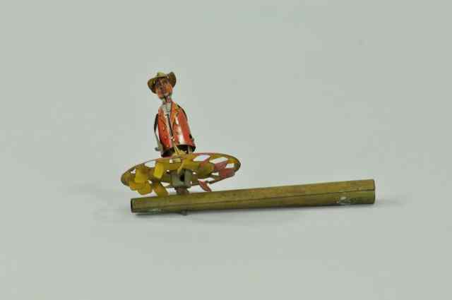 Appraisal: DANCING MAN PENNY TOY WHISTLE Attributed to Distler lithographed tin