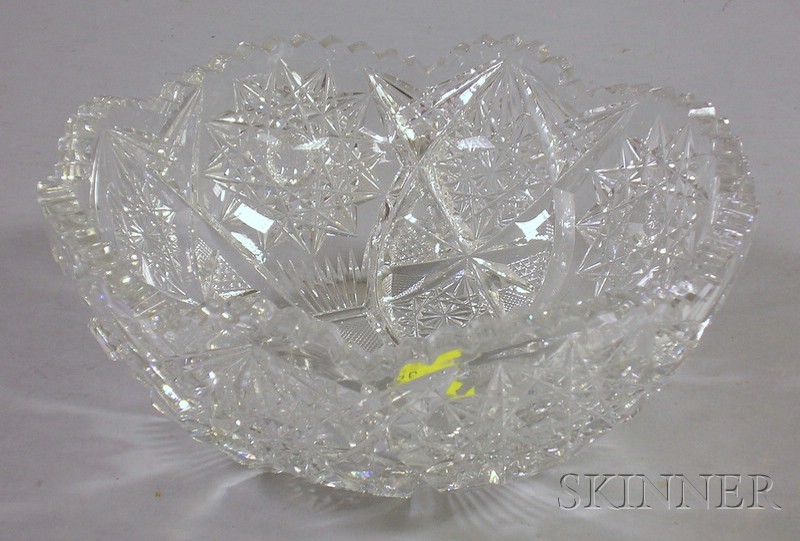 Appraisal: Colorless Cut Glass Bowl ht in dia in