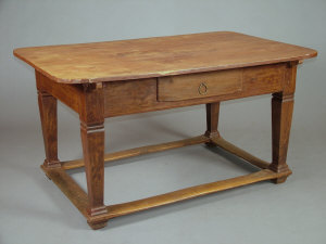 Appraisal: A fruitwood and oak dining table mid th century and