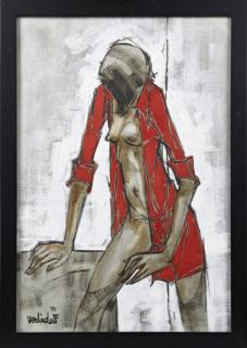 Appraisal: Francis Verlinden - Abstract Standing Female Nude oil on canvas