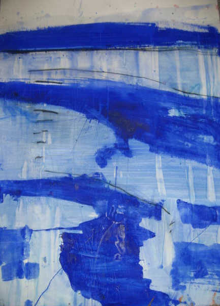 Appraisal: GIOVANNI FRANGI ITALIAN B Blue composition mixed media on paper