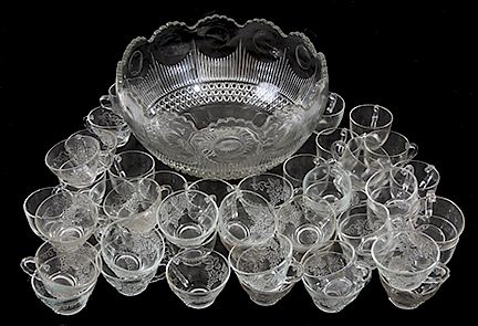 Appraisal: Crystal Punch Bowl A large crystal punch bowl with under