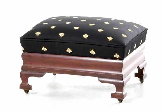 Appraisal: American Classical mahogany footstool mid th century upholstered rectangular cushion