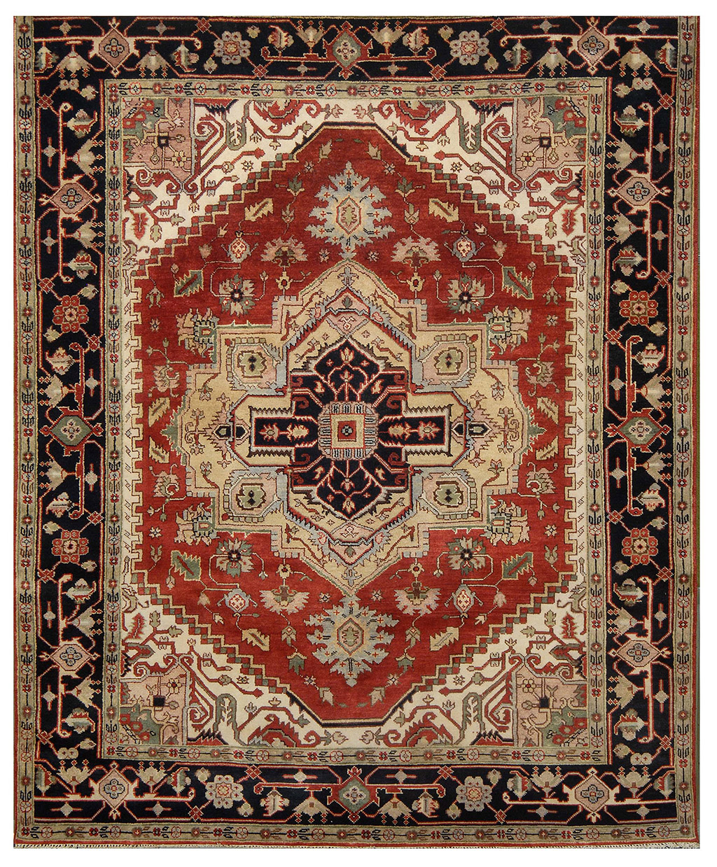 Appraisal: ORIENTAL RUG SERAPI DESIGN ' x ' Bold gabled medallion