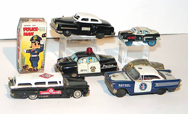 Appraisal: Japanese police vehicles Tin lithographed colorful police and patrol cars