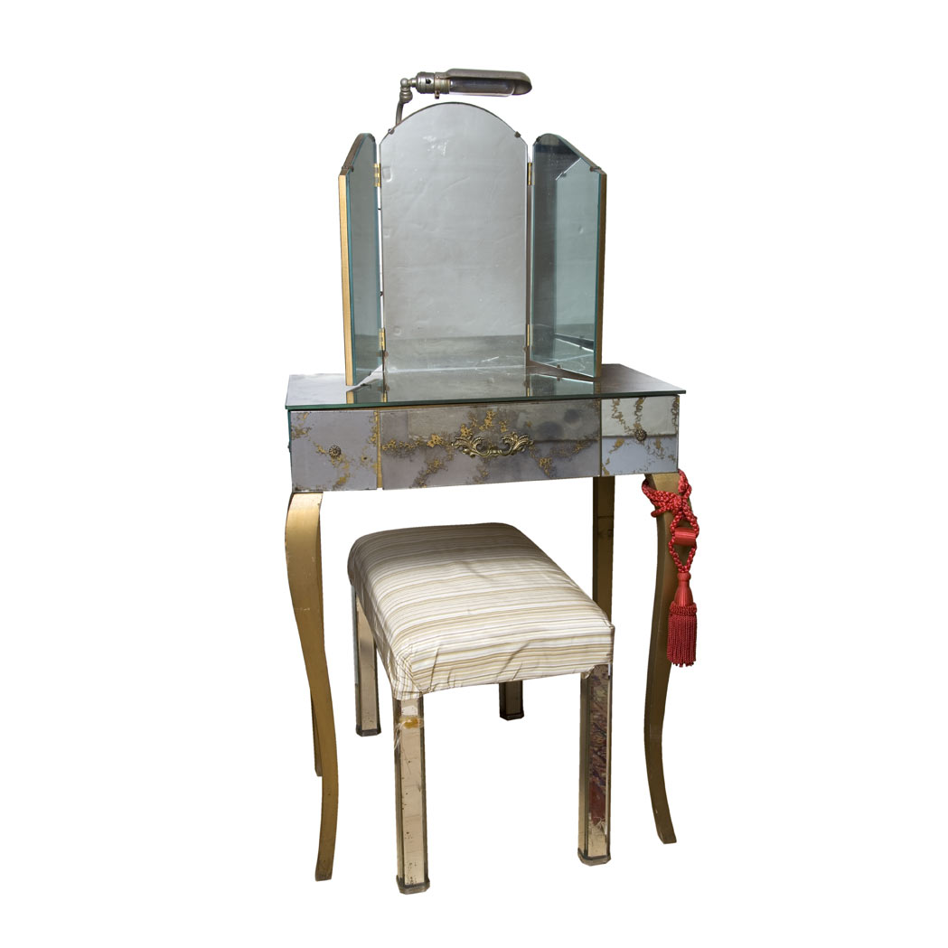 Appraisal: Mirror and Gold Painted Wood Vanity Together with a Mirror