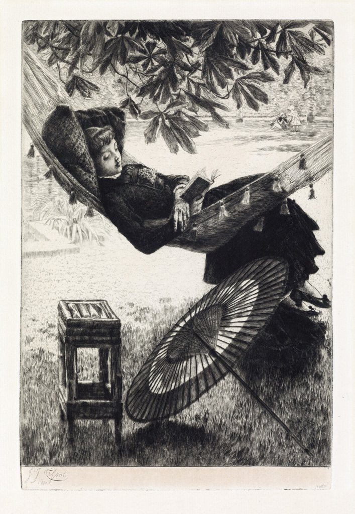 Appraisal: JAMES JACQUES TISSOT Le Hamac Etching and drypoint on cream