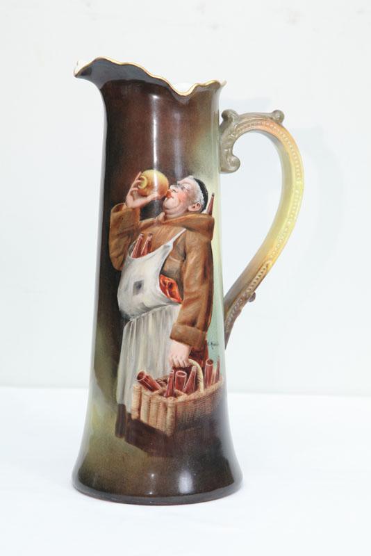 Appraisal: LARGE PORCELAIN EWER A handpainted porcelain ewer with marks for