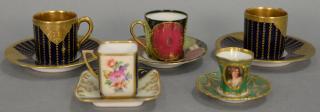 Appraisal: Five miniature porcelain cups and saucers including Dresden portrait cup