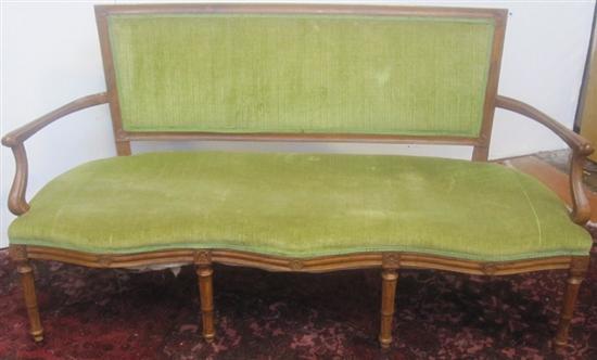 Appraisal: SETTEE Carved fruitwood with serpentine seat and scrolled arms Raised